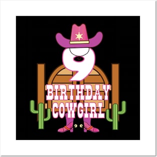 9th Birthday Cowgirl 9 Years Old Girl Rodeo Lover Party product Posters and Art